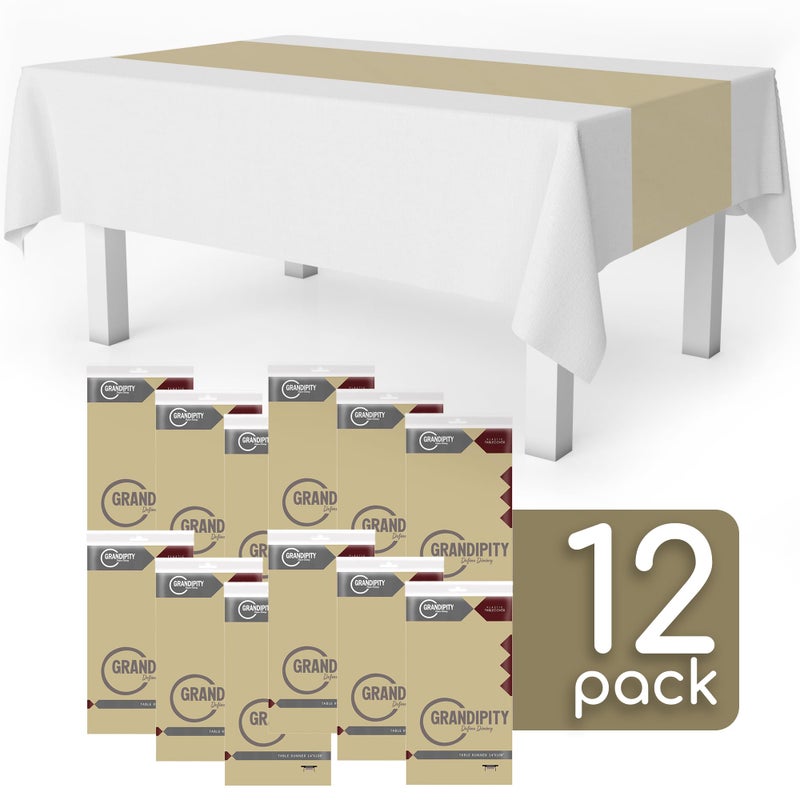 Grandipity Beige 12 Pack Premium Disposable Plastic Table Runner 14 x 108 Inch. Table Runner for Dinner Parties & Events by Grandipity - Image 2